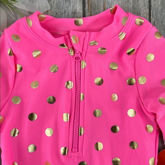 Baby Toddler Girl Zip Rash Guard One-Piece Swimsuit, Size 18M - Picture 3 of 6